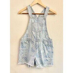 The Childrens‎ Place Paisley Denim Snap Overall Shorts Girls Size 12
